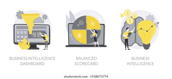 Performance data visualization abstract concept vector illustrations.