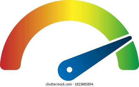 performance dial, red to green performance speedometer or efficiency rating vector illustration