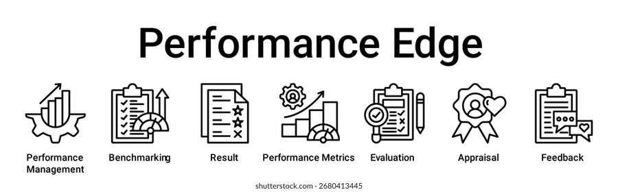 Performance Edge banner web icon vector illustration concept for education with icon of Performance Management, Benchmarking, Result, Performance Metrics, Evaluation, Appraisal.