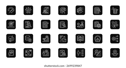 Performance and evaluation   Cohesive set of minimalist vector icons representing key ideas with visual clarity
