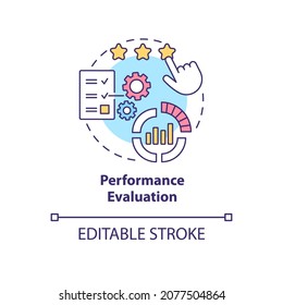 Performance evaluation concept icon. Employee working result measurement. Staff productivity appraisal abstract idea thin line illustration. Vector isolated outline color drawing. Editable stroke