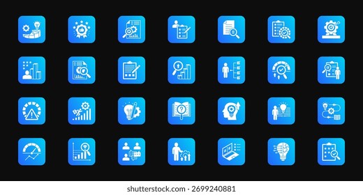 Estrutura de avaliação de desempenho Conjunto coeso de ícones vetoriais minimalistas que representam ideias-chave com clareza visual