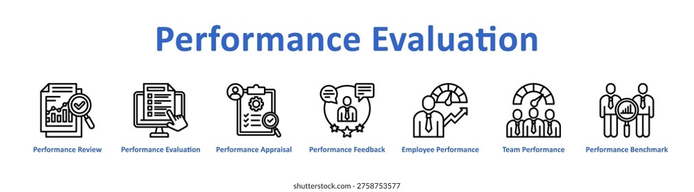 Performance Evaluation icon Banner and collection