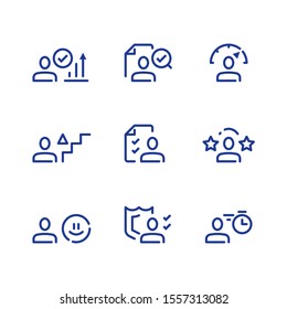 Performance Evaluation, KPI Concept, Personal Growth, Skills Development, Vector Line Icon Set