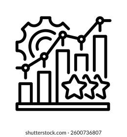 Performance Evaluation Line Icon, Outline Symbol for Employee Review, Business Growth, Productivity Analysis, HR Assessment, and Key Performance Indicators. Vector Sign Icon.