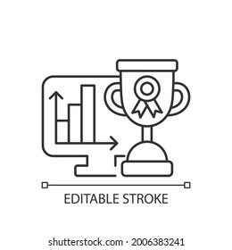 Performance evaluation linear icon. Assessment for business project. Professional achievement. Thin line customizable illustration. Contour symbol. Vector isolated outline drawing. Editable stroke
