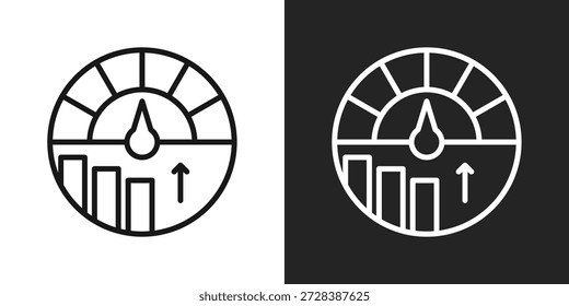 Performance Gauge Icon In Black And White Line Style