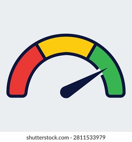 Performance gauge speed meter indicator illustration flat vector isolated on white background business analytics efficiency monitoring concept design