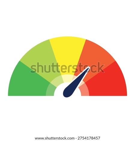 Performance gauge or speedometer icon with color coded scale for business dashboard and risk assessment analysis