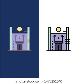 Performance, Growth, Human, Improvement, Management  Icons. Flat and Line Filled Icon Set Vector Blue Background