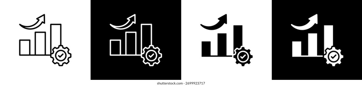 Performance Growth icon variations in line and glyph style on black and white background