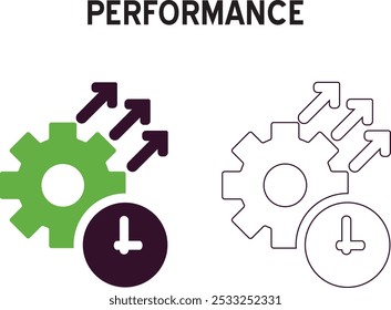 Performance Growth icon vector and outline icons, Solid, white background