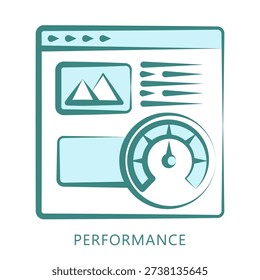 Performance Hand Drawn Dual Tone Color Icon, Mini Illustration For Modern Concept, Ui, Ux Web And App Development. Related To Seo And Online Marketing.