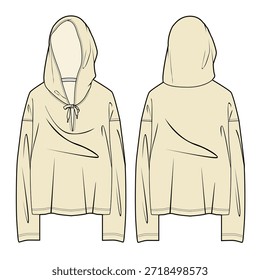 Ilustración técnica de diseño de Vector de Plantilla de maqueta de sudaderas de rendimiento.