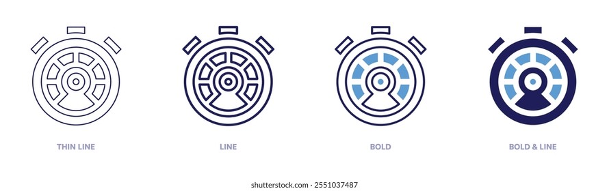 Performance icon in 4 different styles. Thin Line, Line, Bold, and Bold Line. Duotone style. Editable stroke.