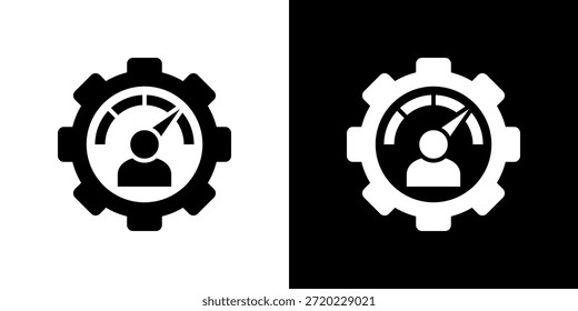 Icono de rendimiento relleno en blanco y negro.