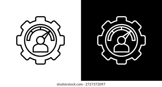 Icono de rendimiento contorno en blanco y negro.
