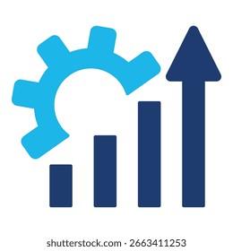 Performance Icon In Blue Monochrome Flat Design, Vector Illustration