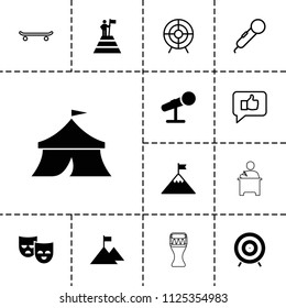 Performance icon. collection of 13 performance filled and outline icons such as microphone. editable performance icons for web and mobile.