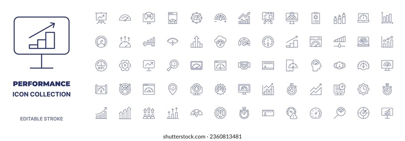 Performance icon collection. Thin line icon. Editable stroke. Editable stroke. Performance icons for web and mobile app.