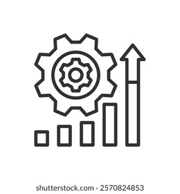 Performance, icon in line design. Performance, speed, efficiency, optimization, productivity, quality, results on white background vector. Performance editable stroke icon