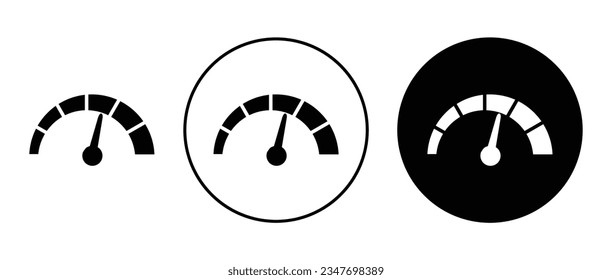 Performance icon set. internet speed speedometer vector symbol. performance level dashboard sign. pressure test meter symbol. fast or slow speed meter icons