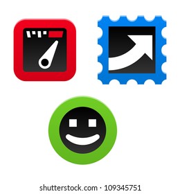 Performance Icon Set - Red and Green and Blue icons symbolizing performance of a company