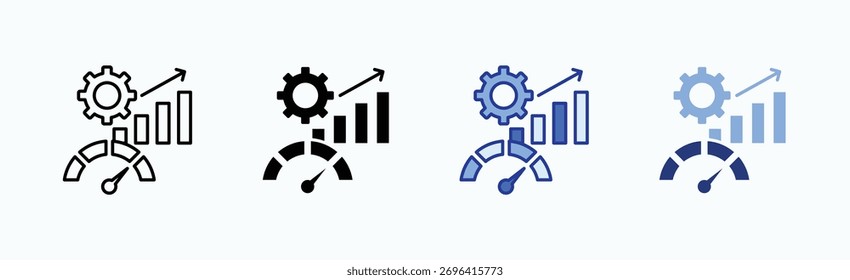 Ícone de desempenho folha de vários estilos coleção isolada vetor