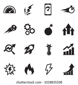Performance Icons. Black Flat Design. Vector Illustration. 
