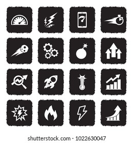 Performance Icons. Grunge Black Flat Design. Vector Illustration.