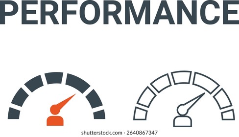 Performance icons, Illustration concept for key performance indicator in the business metrics with objective, measurement, optimization, strategy, performance, and evaluation icon