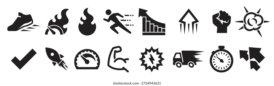 Iconos del funcionamiento fijados negros en un fondo blanco 