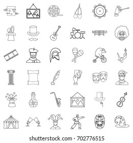 Performance icons set. Outline style of 36 performance vector icons for web isolated on white background