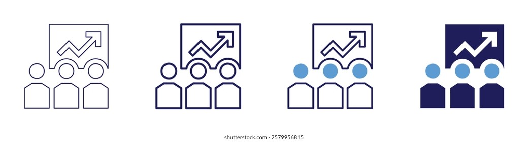 Performance improvement icon in 4 different styles. Thin Line, Line, Bold Line, Duotone. Duotone style. Editable stroke.