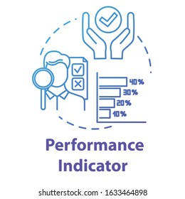 Performance indicator concept icon. Assessment report. Process optimization. Metrics for evaluation. Corporate management idea thin line illustration. Vector isolated outline RGB color drawing