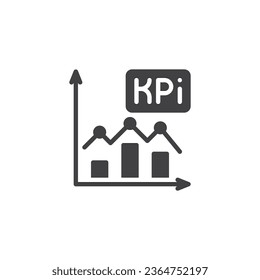 Icono del vector del gráfico indicador de rendimiento. signo plano relleno para concepto móvil y diseño web. Icono de glifo del indicador de rendimiento clave. Símbolo, ilustración del logotipo. Gráficos vectoriales