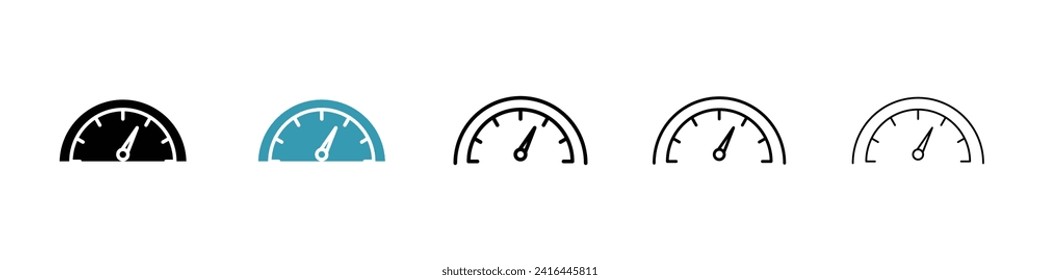 Performance Indicator Vector Icon Set. Fast speedometer and high-speed meter dashboard vector symbol for Ui Designs.