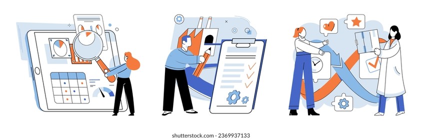 Performance indicator. Vector illustration. Performance indicators serve as guide for evaluating success Analyzing data helps in measuring performance against objectives Measuring progress is crucial