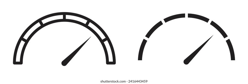 Performance Indicator Vector Illustration Set. Fast speedometer and high-speed meter dashboard sign in suitable for apps and websites UI design style.