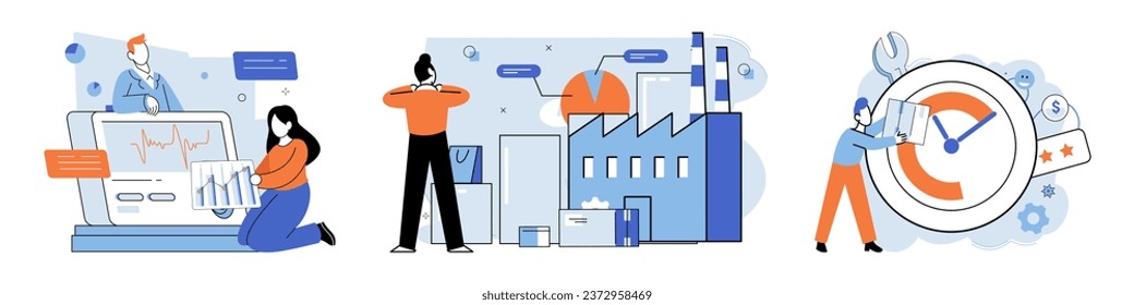 Indicador de rendimiento. Ilustración vectorial. La elaboración de estrategias es fundamental para mejorar el desempeño Los indicadores clave del desempeño proporcionan objetivos mensurables Los indicadores del desempeño sirven de guía