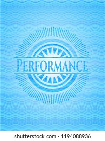 Performance light blue water style emblem.