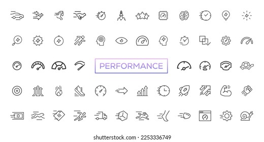 Performance line icons. Editable stroke. Pixel perfect.