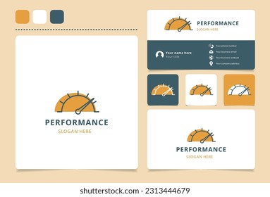 Performance logo design with editable slogan. Branding book and business card template.