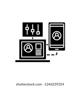 Performance management black icon, vector sign on isolated background. Performance management concept symbol, illustration 