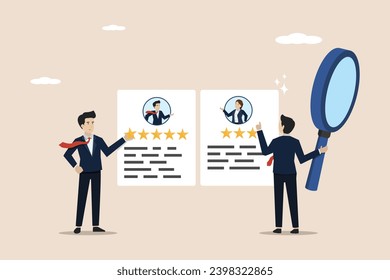 Performance management employee evaluation review, staff career annual appraisal, employee measurement concept, businessman manager giving star review on employee performance management.