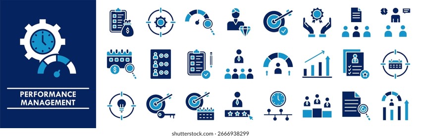 Performance Management icon collection set. Containing design performance, business, strategy, management, marketing