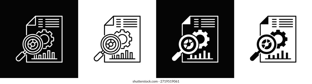 Icono de gestión del rendimiento con estilo minimalista blanco negro variante