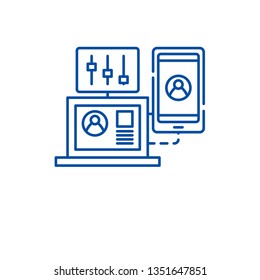 Performance management line icon concept. Performance management flat  vector symbol, sign, outline illustration.
