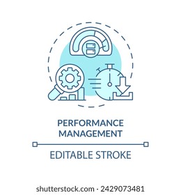 Performance management soft blue concept icon. System analysis, process improvement. Efficiency administration. Round shape line illustration. Abstract idea. Graphic design. Easy to use