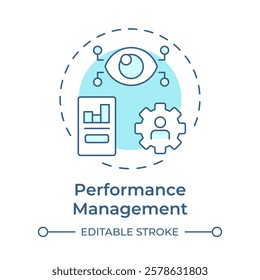 Performance management soft blue concept icon. Team productivity improvement. Line manager responsibility. Round shape line illustration. Abstract idea. Graphic design. Easy to use in presentation